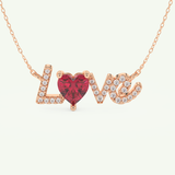 1.14 TCW Heart & Round July-Ruby Love Birthstone Necklace 6