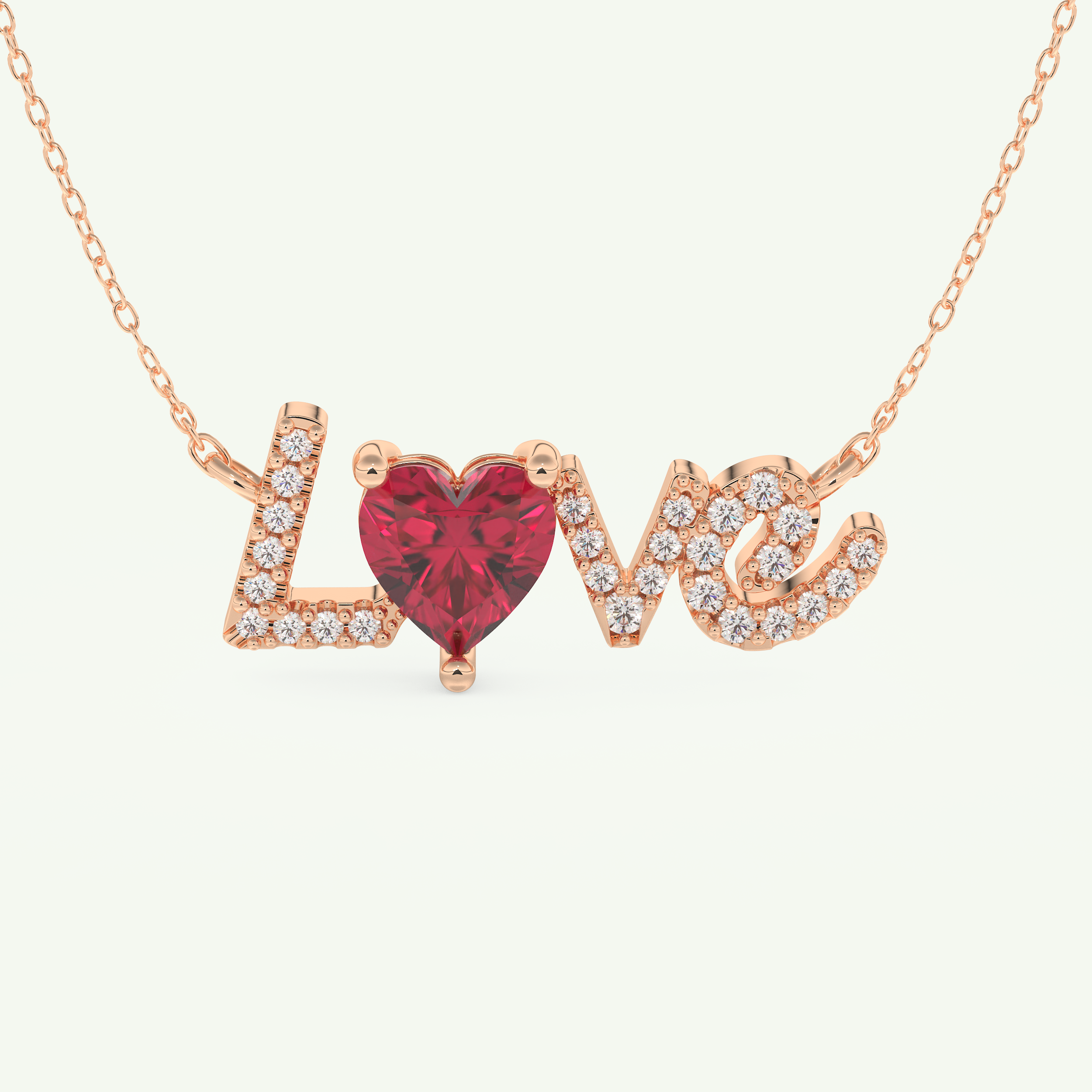 1.14 TCW Heart & Round July-Ruby Love Birthstone Necklace 6