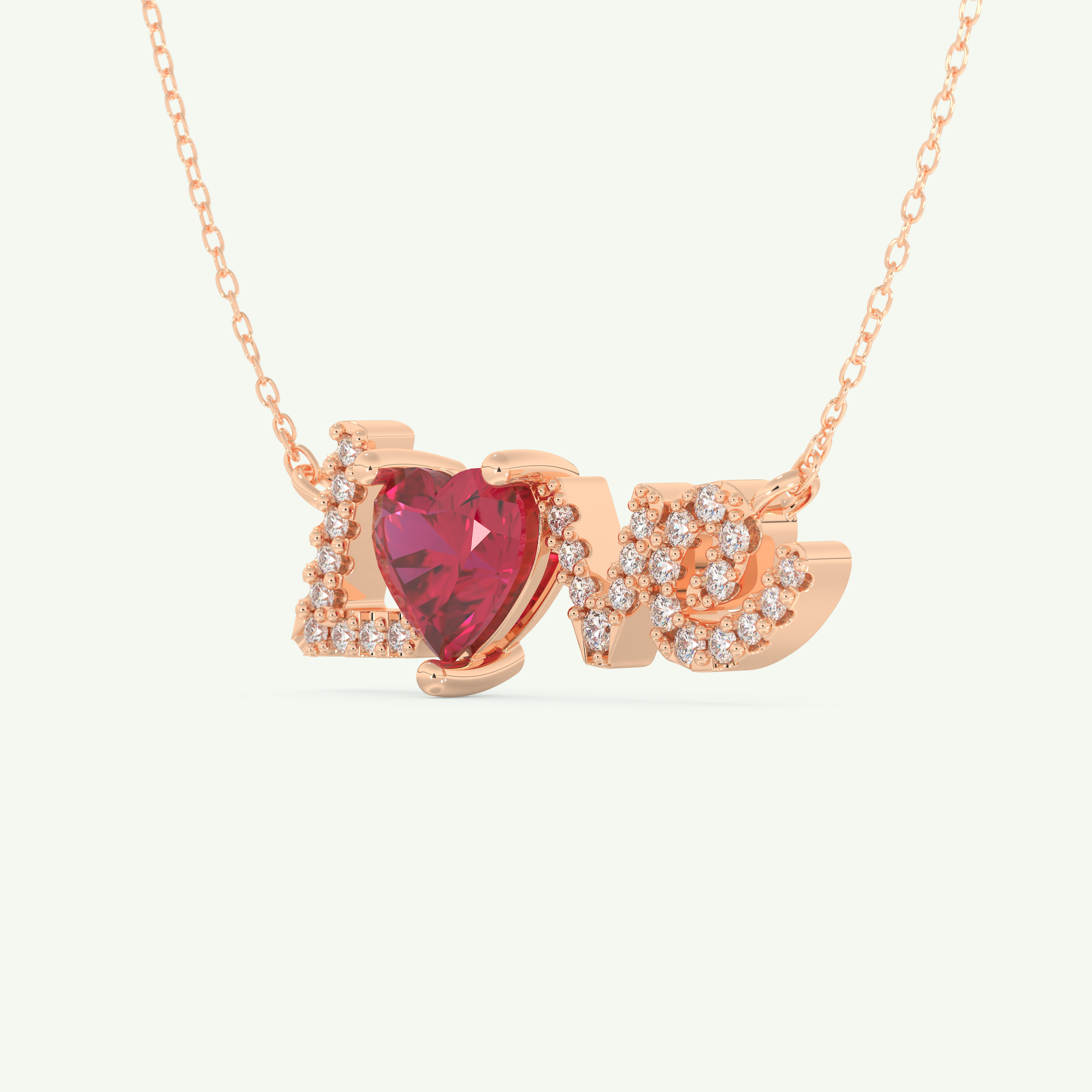 1.14 TCW Heart & Round July-Ruby Love Birthstone Necklace 7