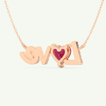 1.14 TCW Heart & Round July-Ruby Love Birthstone Necklace 9
