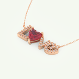 1.14 TCW Heart & Round July-Ruby Love Birthstone Necklace 10