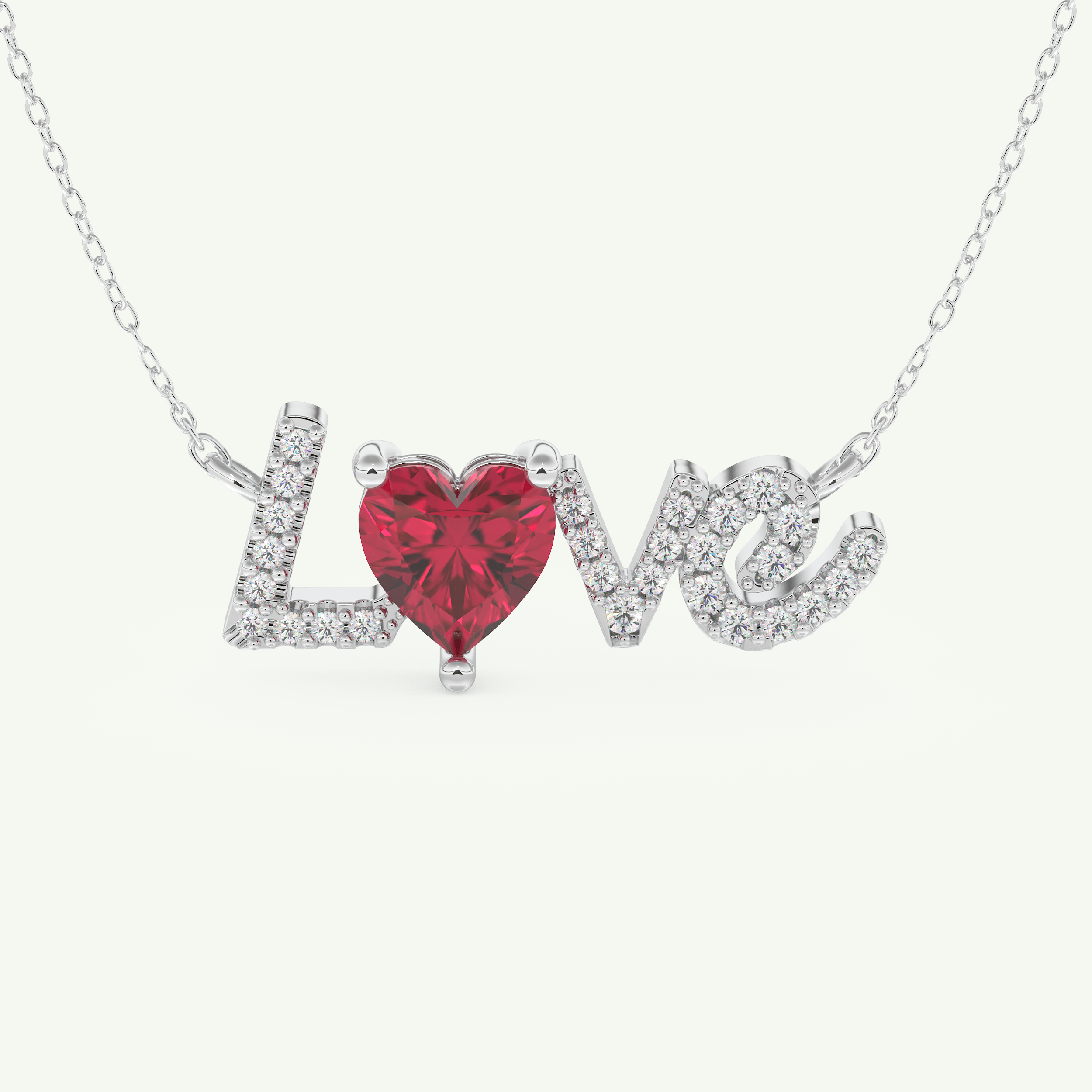 1.14 TCW Heart & Round July-Ruby Love Birthstone Necklace 11
