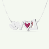 1.14 TCW Heart & Round July-Ruby Love Birthstone Necklace 14