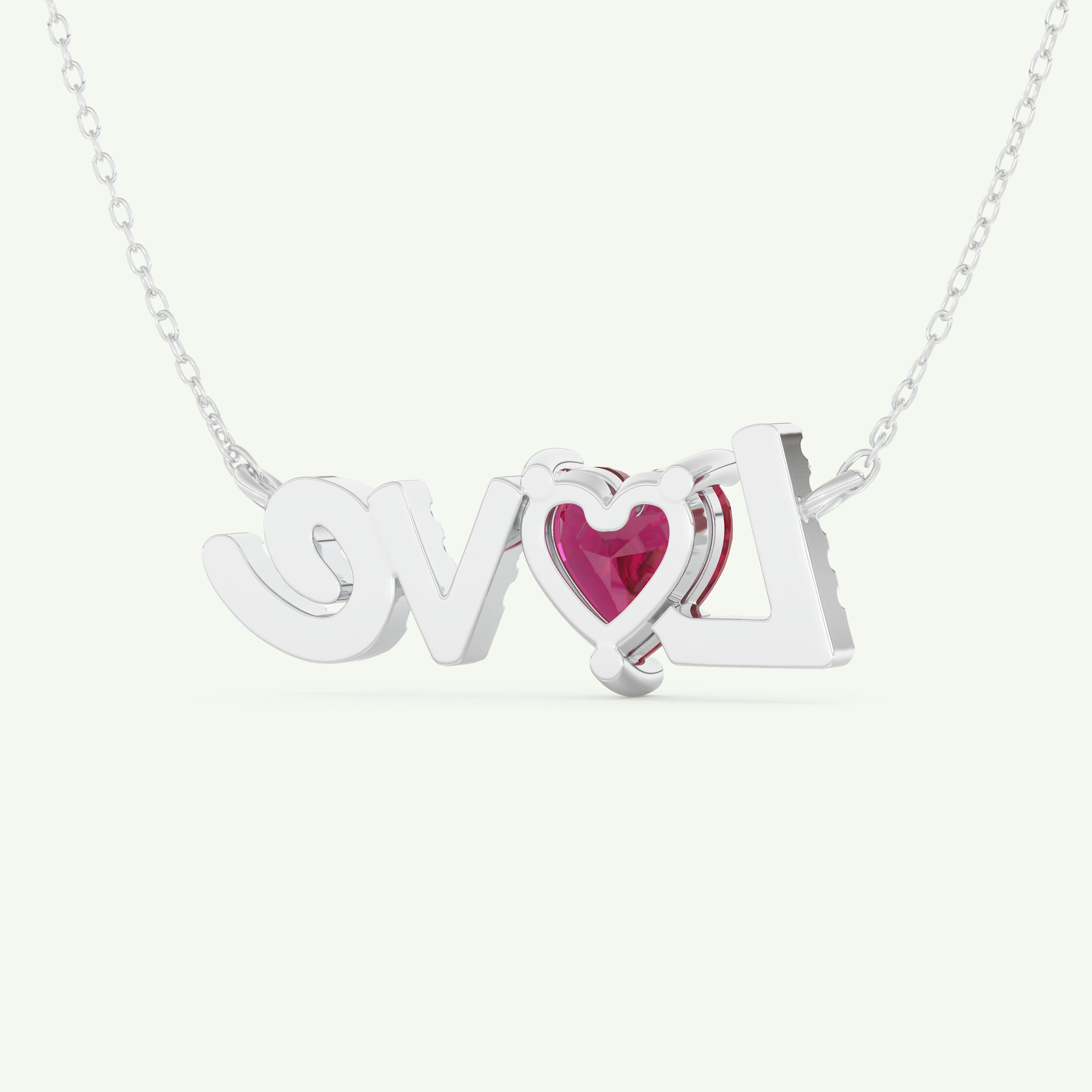 1.14 TCW Heart & Round July-Ruby Love Birthstone Necklace 14