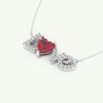 1.14 TCW Heart & Round July-Ruby Love Birthstone Necklace 15