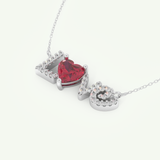 1.14 TCW Heart & Round July-Ruby Love Birthstone Necklace 15