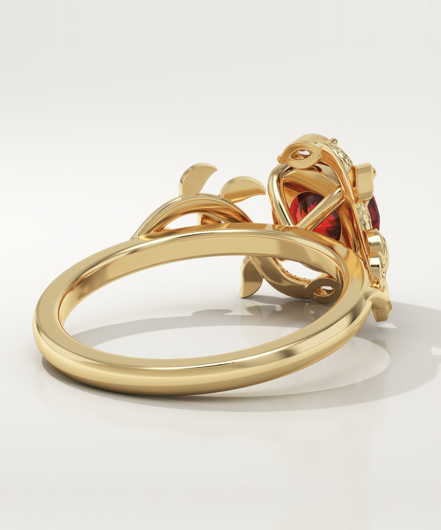 1 CT Round Cut Nature Inspired Lab-Grown Garnet Gemstone Engagement Ring