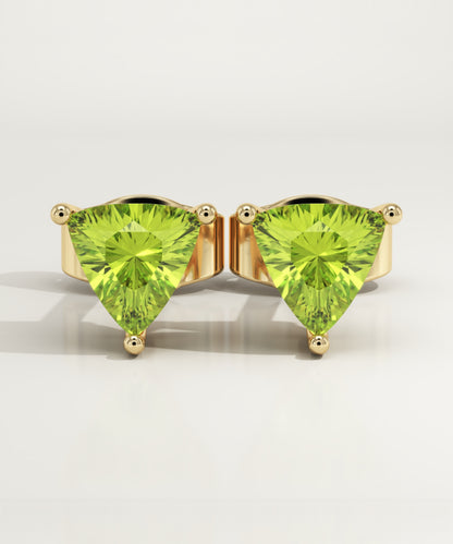 2.92 TCW Trilllion August-Peridot Birthstone Stud Earrings
