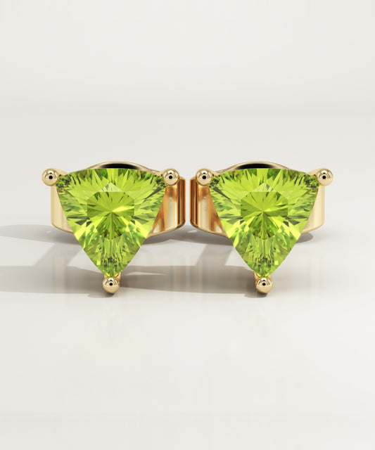2.92 TCW Trilllion August-Peridot Birthstone Stud Earrings