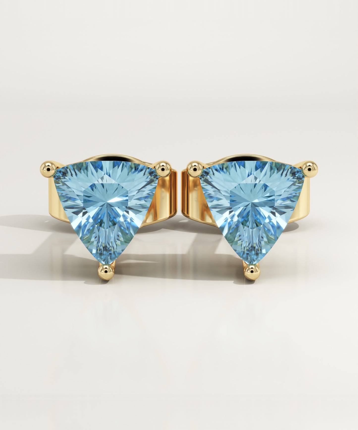 2.92 TCW Trilllion March-Aquamarine Birthstone Stud Earrings