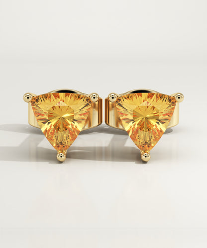 2.92 TCW Trilllion November-Citrine Birthstone Stud Earrings