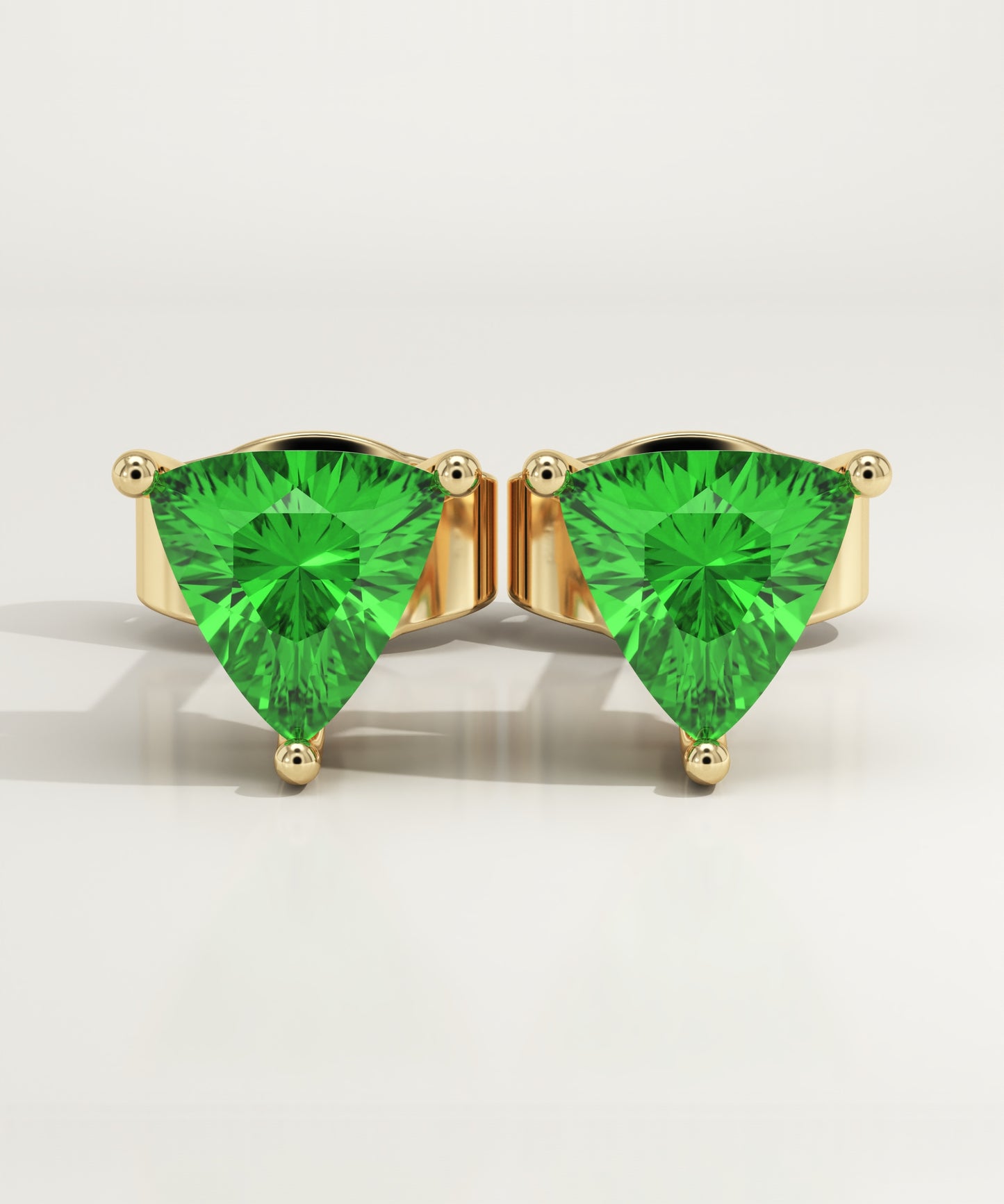 2.92 TCW Trilllion May-Emerald Birthstone Stud Earrings