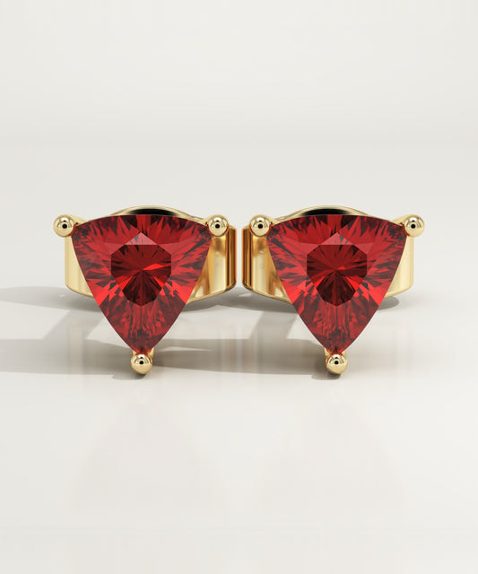 2.92 TCW Trilllion January-Garnet Birthstone Stud Earrings