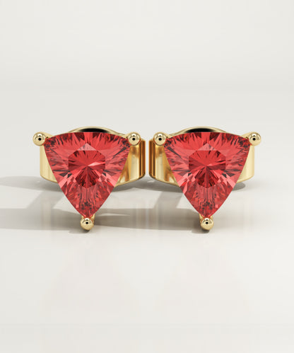 2.92 TCW Trilllion July-Ruby Birthstone Stud Earrings