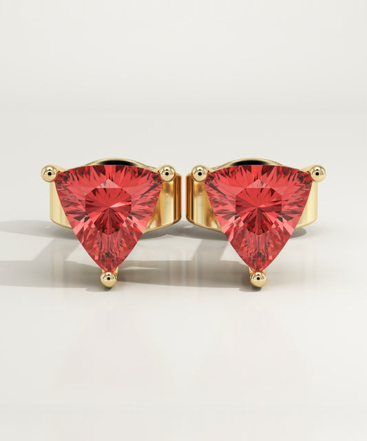 2.92 TCW Trilllion July-Ruby Birthstone Stud Earrings