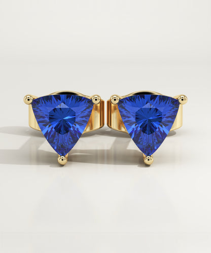 2.92 TCW Trilllion September-Sapphire Birthstone Stud Earrings