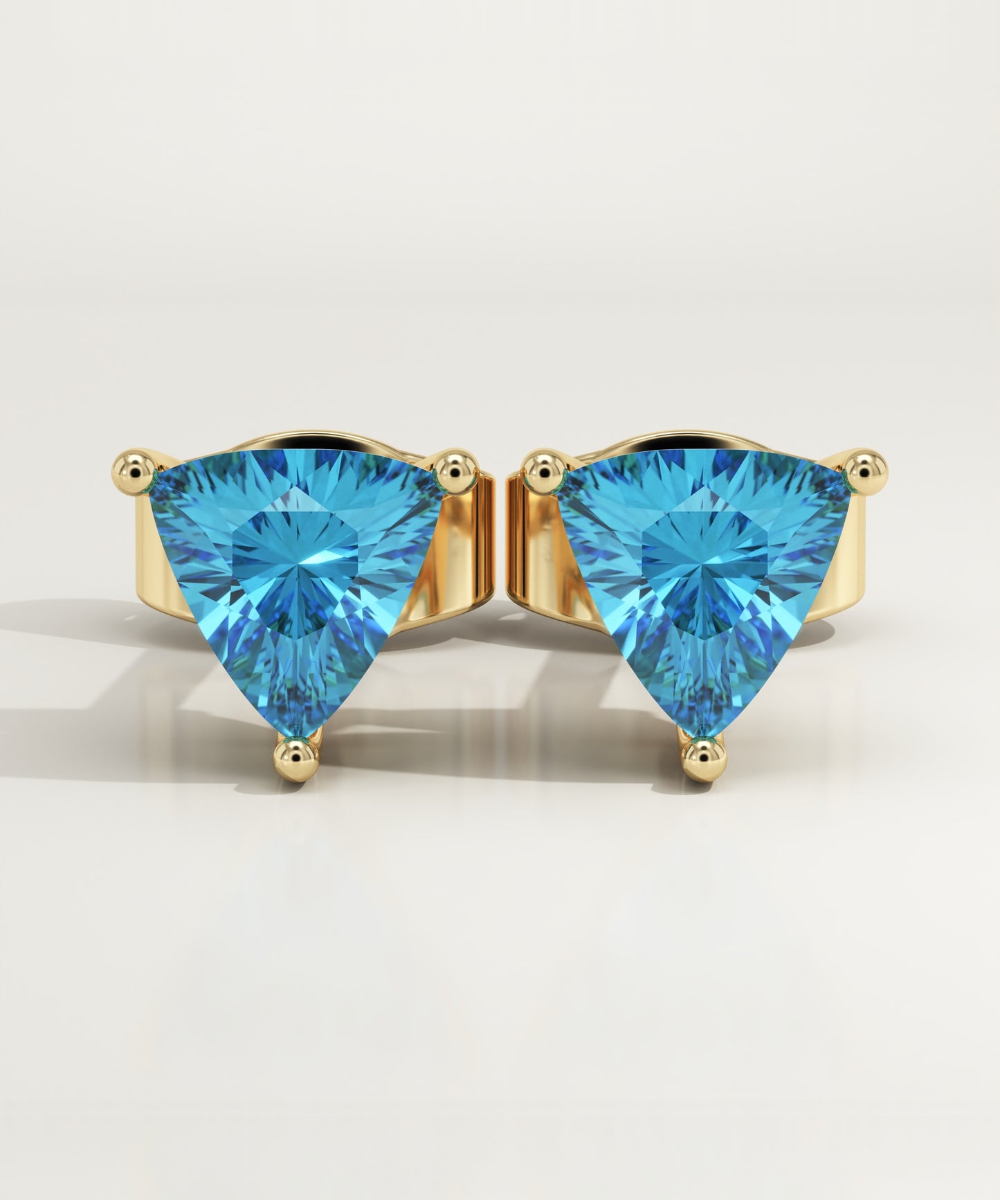 2.92 TCW Trilllion December-Blue Topaz Birthstone Stud Earrings