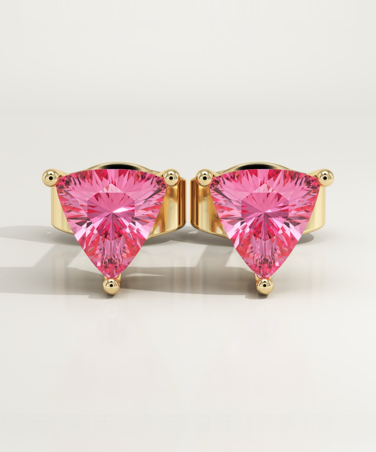 2.92 TCW Trilllion October-Pink Tourmaline Birthstone Stud Earrings