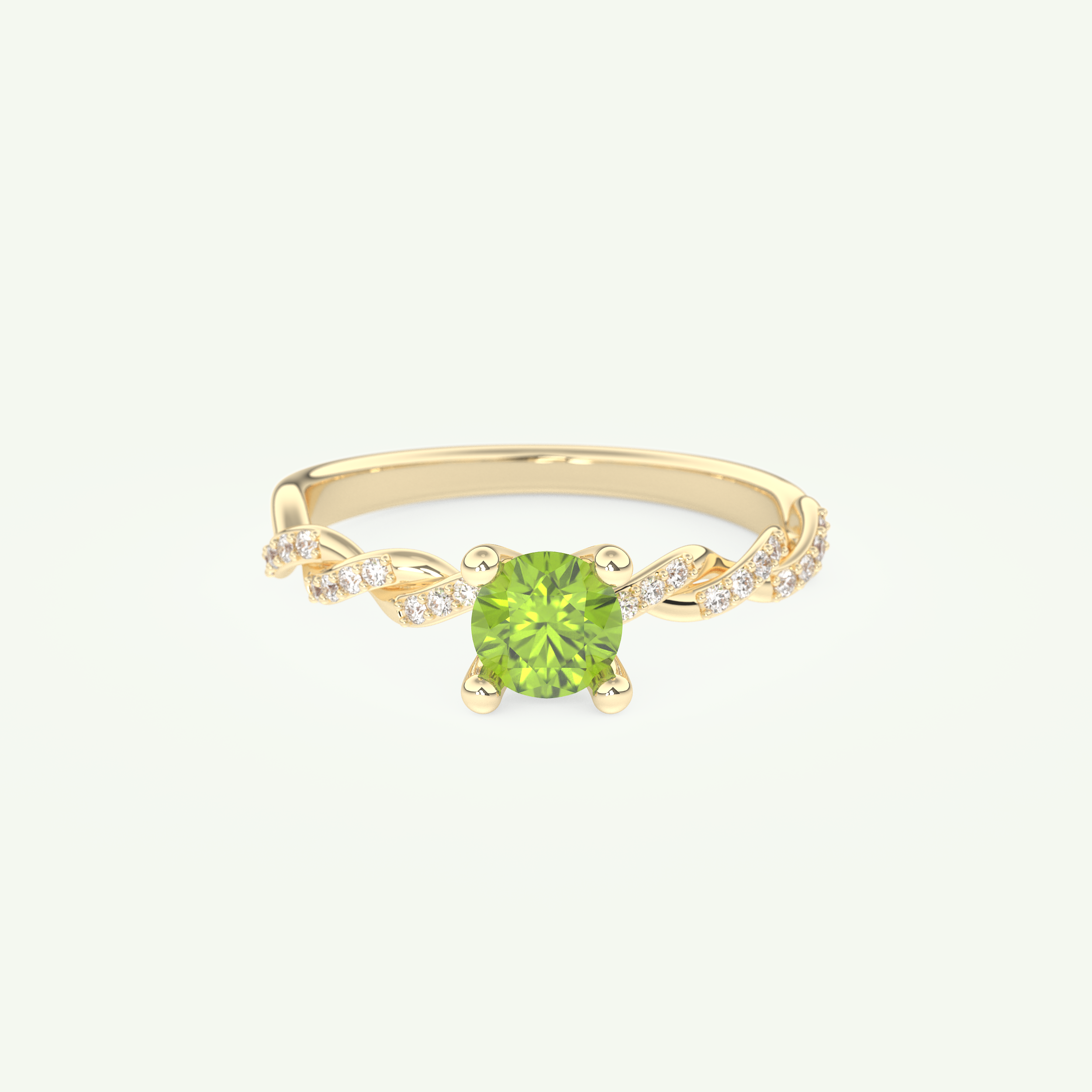 0.47 CT Round Cut August-Peridot Birthstone Engagement Ring 1