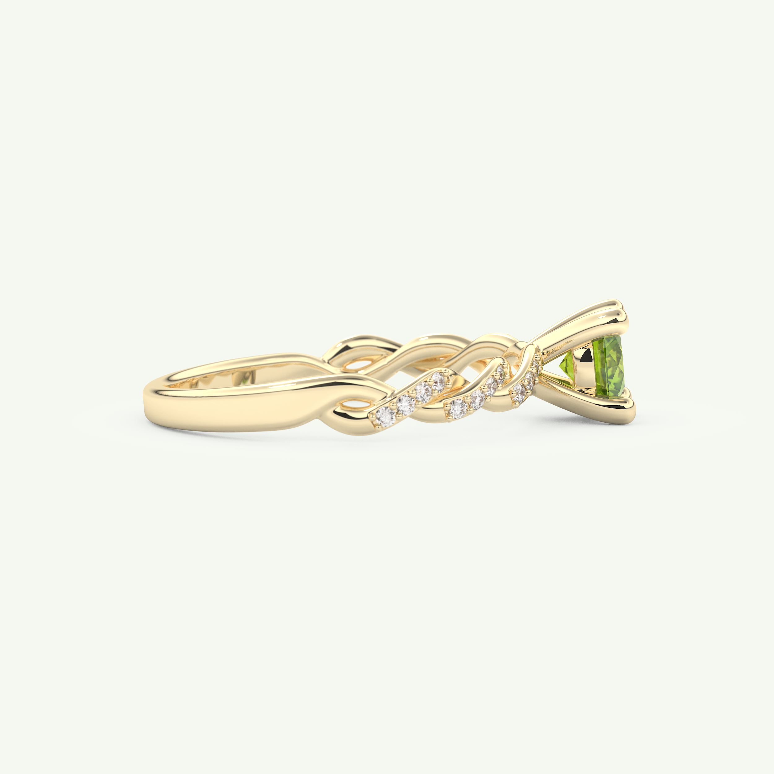 0.47 CT Round Cut August-Peridot Birthstone Engagement Ring 2