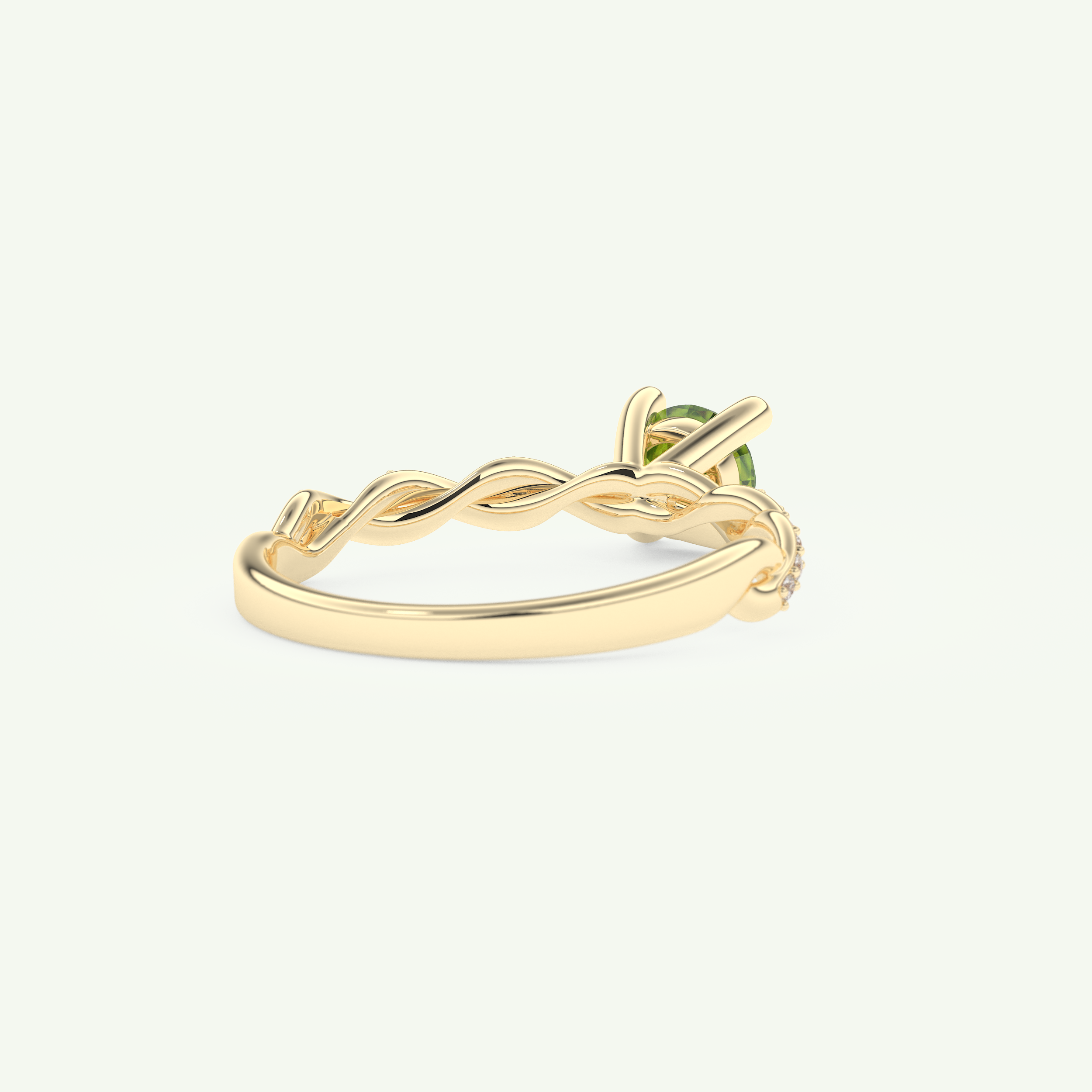 0.47 CT Round Cut August-Peridot Birthstone Engagement Ring 3