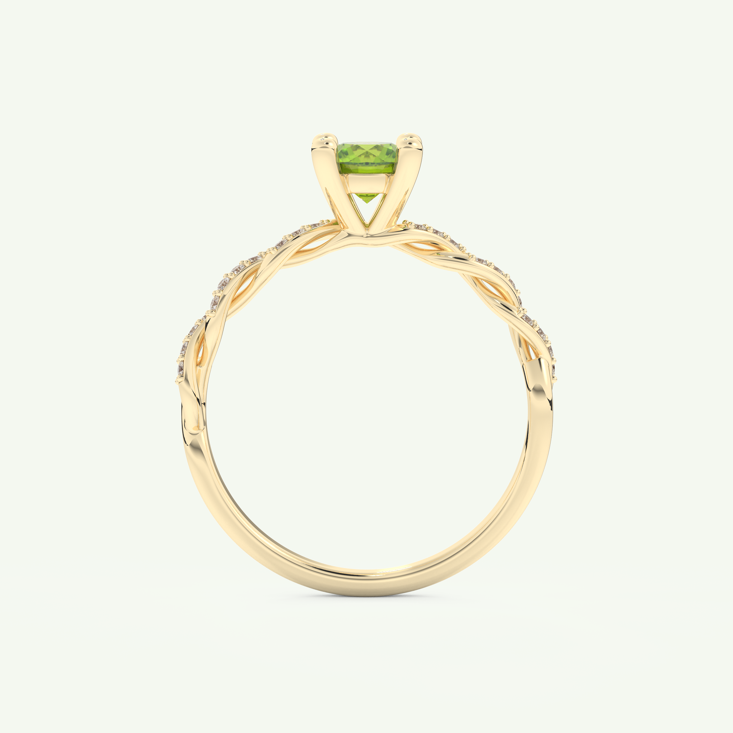 0.47 CT Round Cut August-Peridot Birthstone Engagement Ring 5