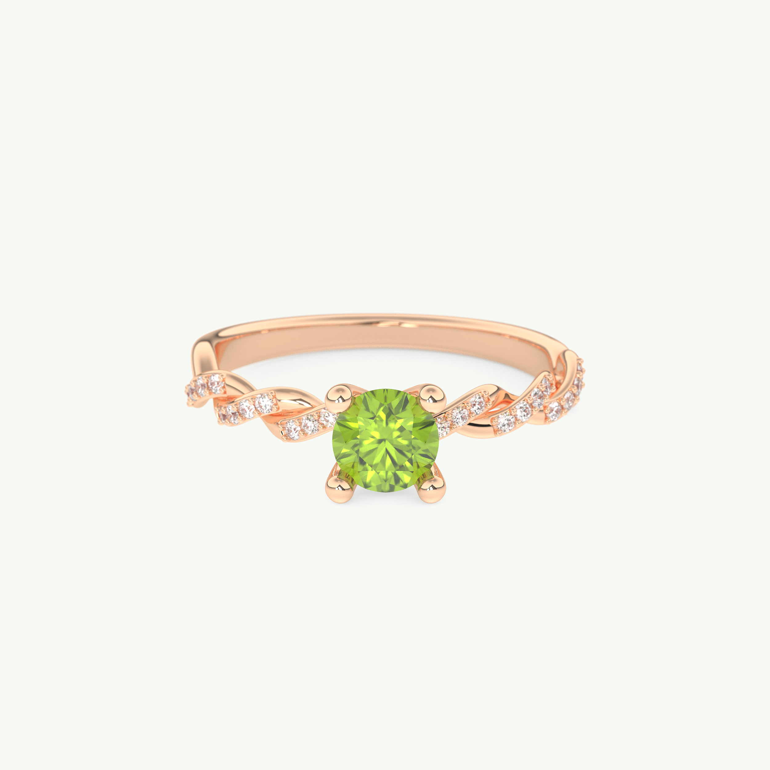 0.47 CT Round Cut August-Peridot Birthstone Engagement Ring 7