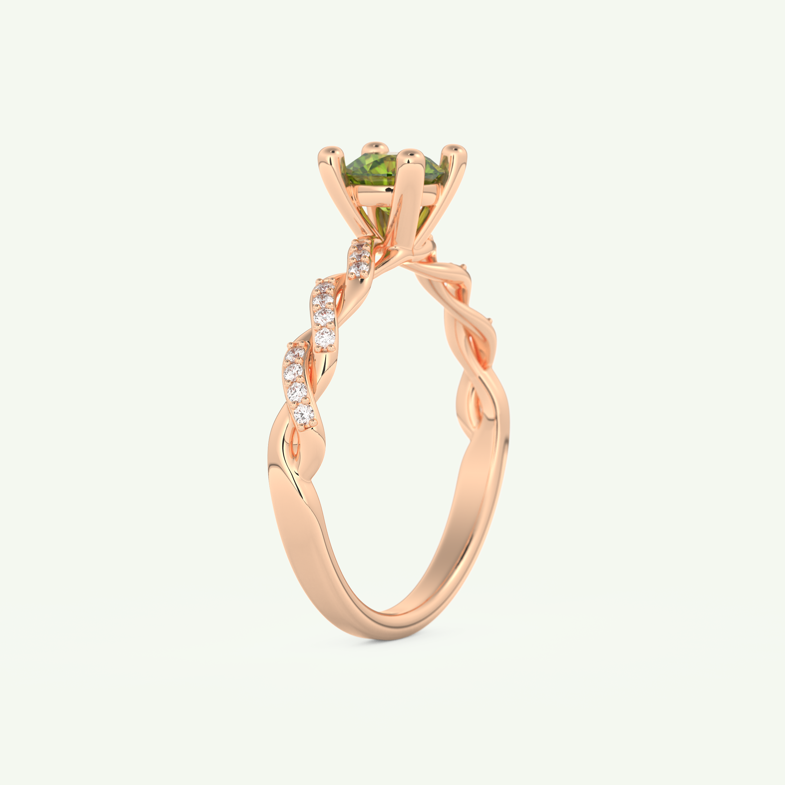 0.47 CT Round Cut August-Peridot Birthstone Engagement Ring 10