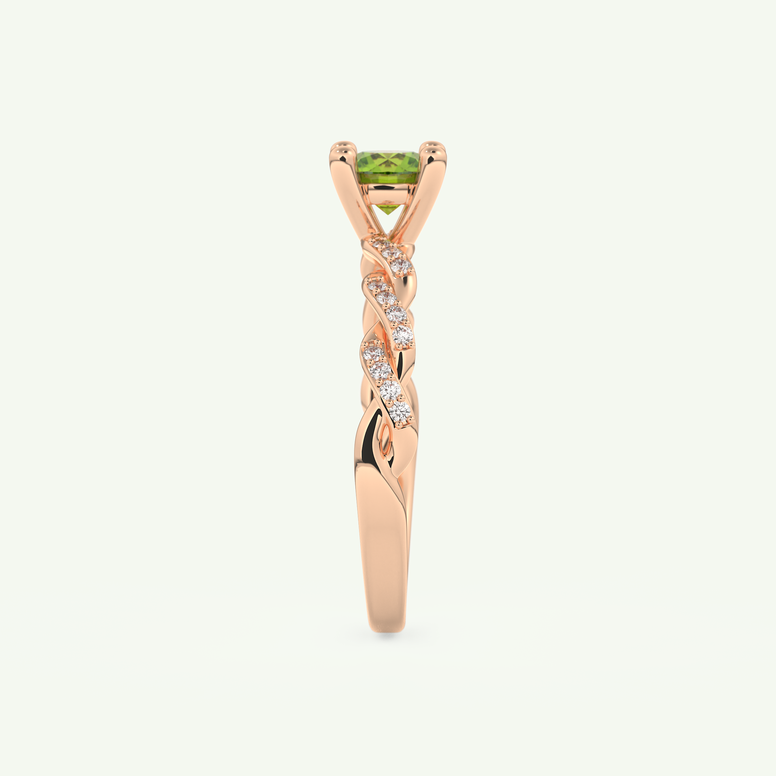0.47 CT Round Cut August-Peridot Birthstone Engagement Ring 12