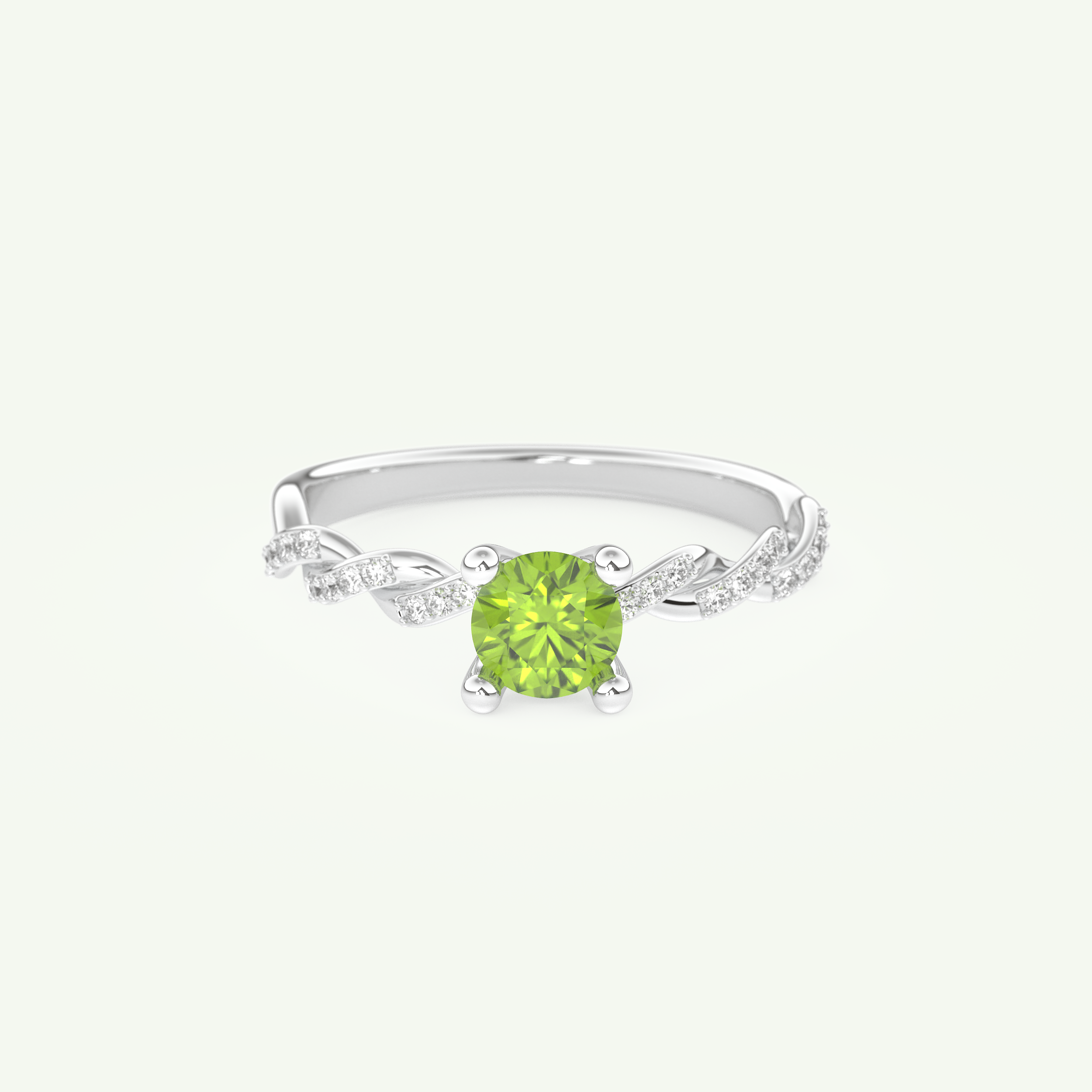 0.47 CT Round Cut August-Peridot Birthstone Engagement Ring 13