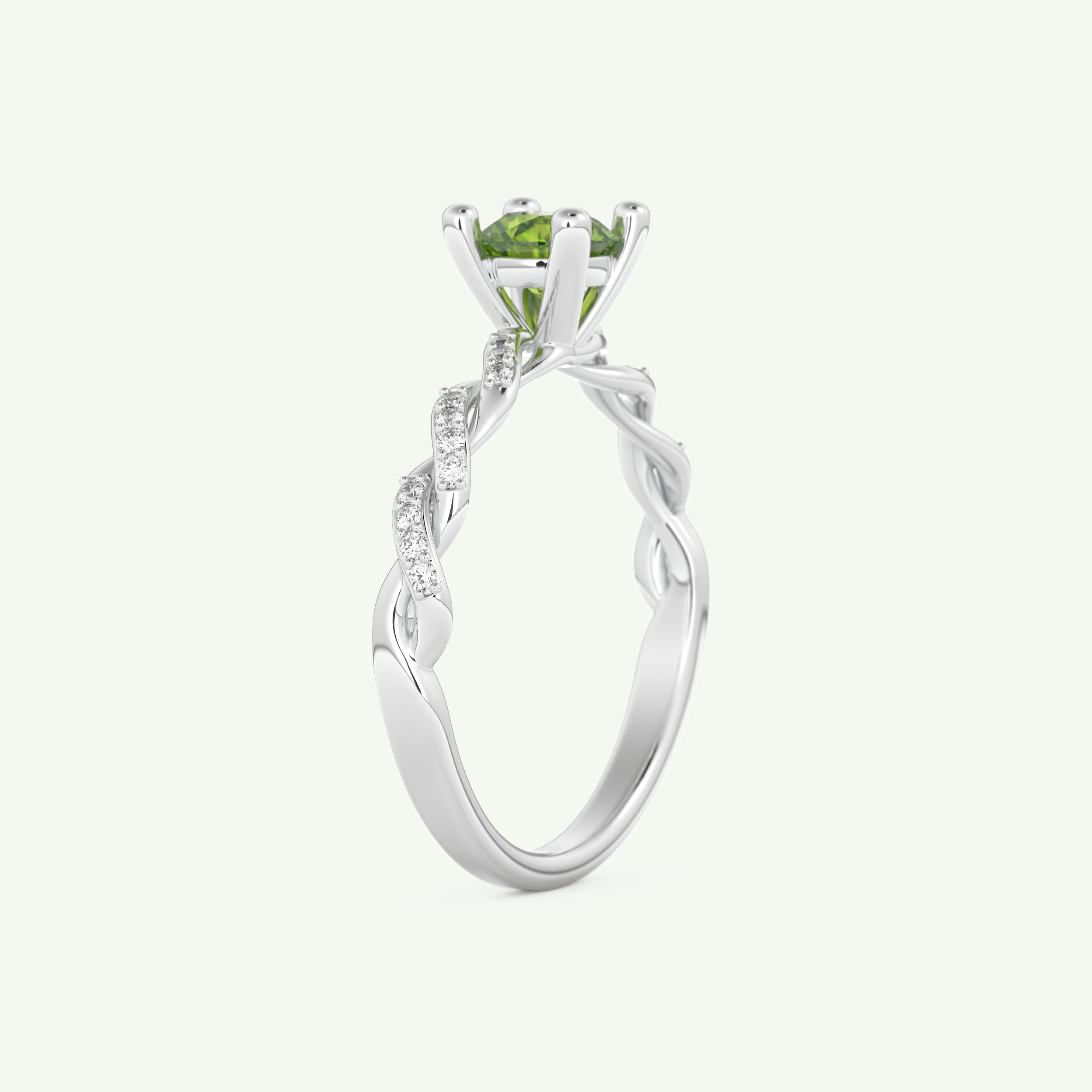 0.47 CT Round Cut August-Peridot Birthstone Engagement Ring 16