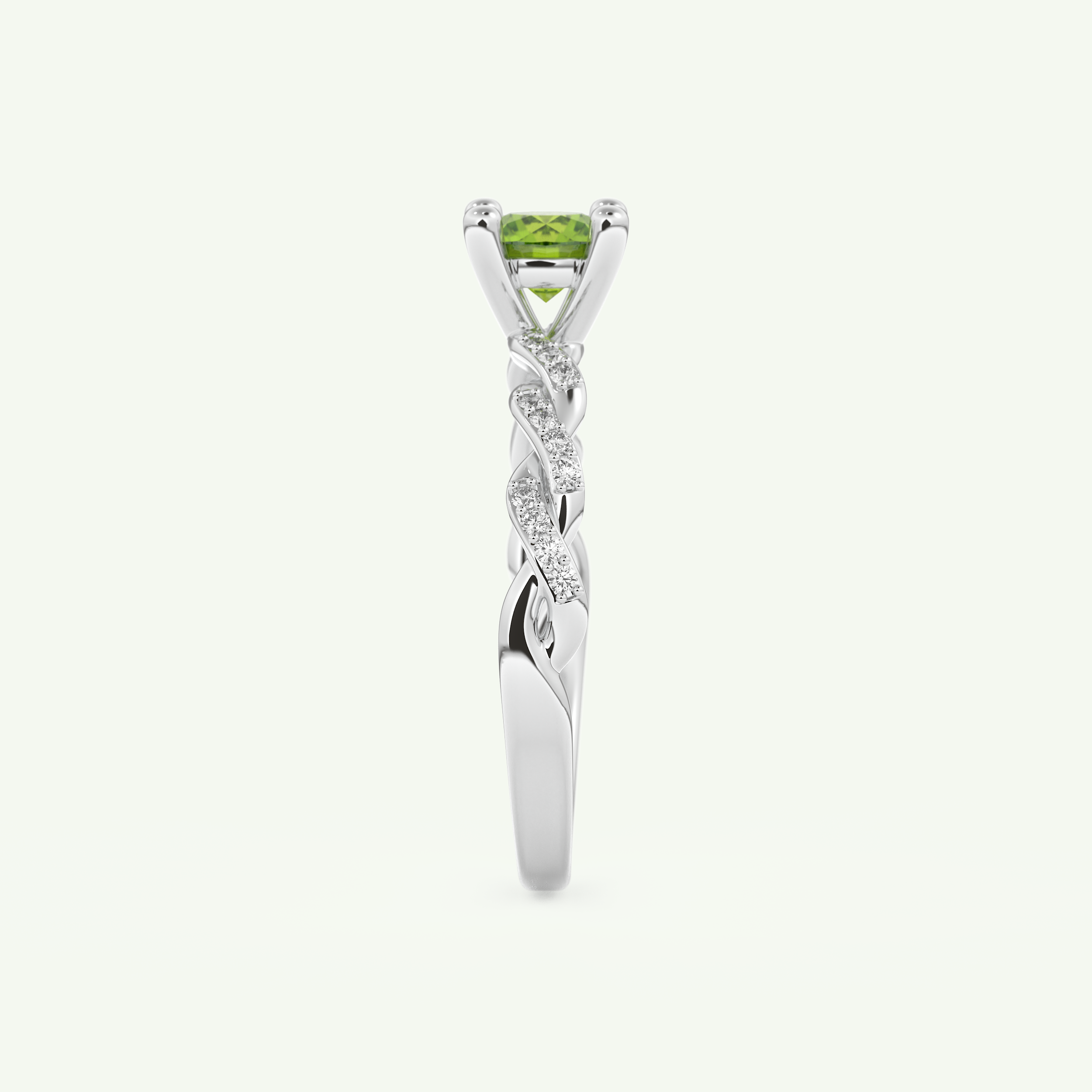 0.47 CT Round Cut August-Peridot Birthstone Engagement Ring 18