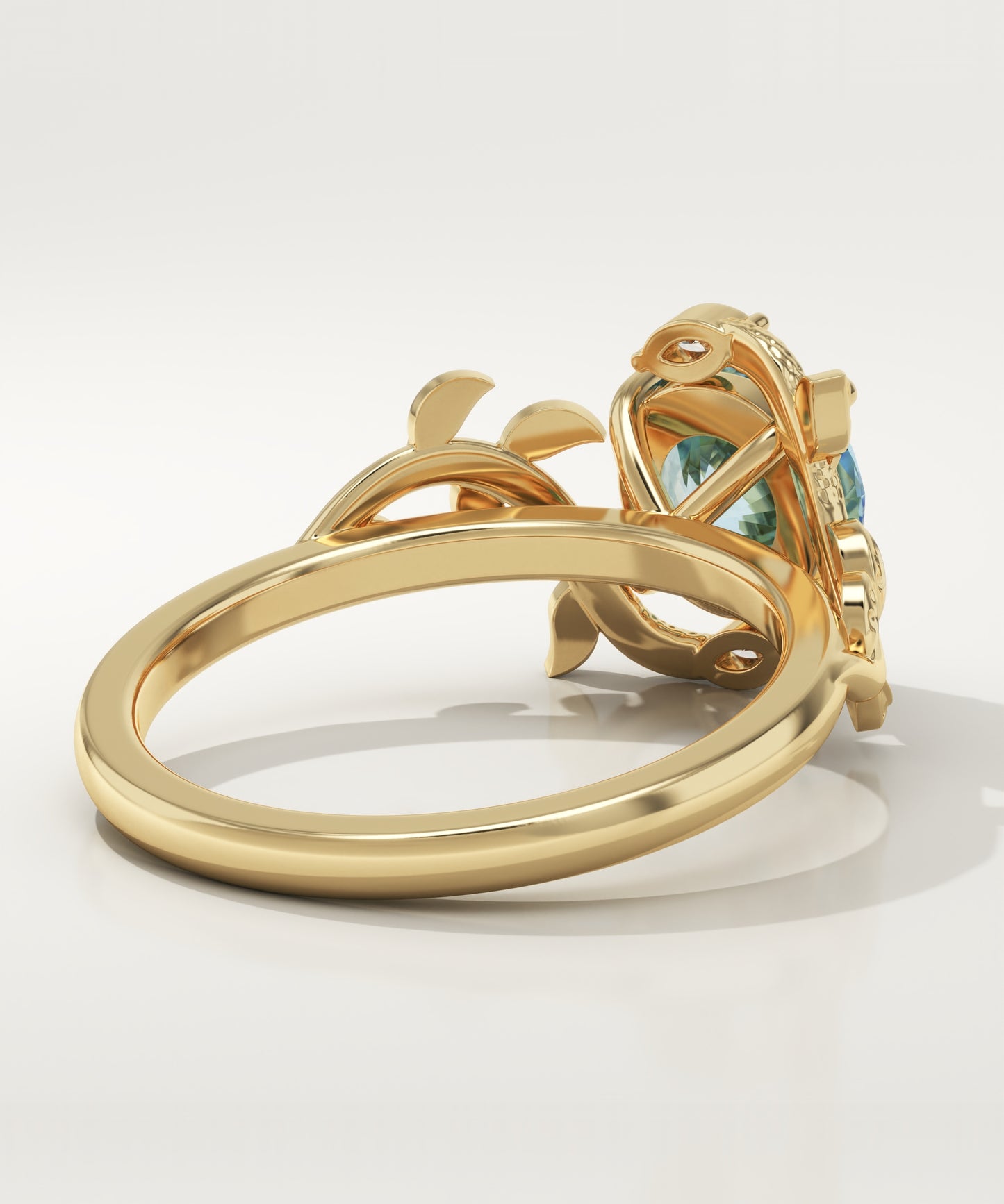 1 CT Round Cut Nature Inspired Lab-Grown Aquamarine Gemstone Engagement Ring