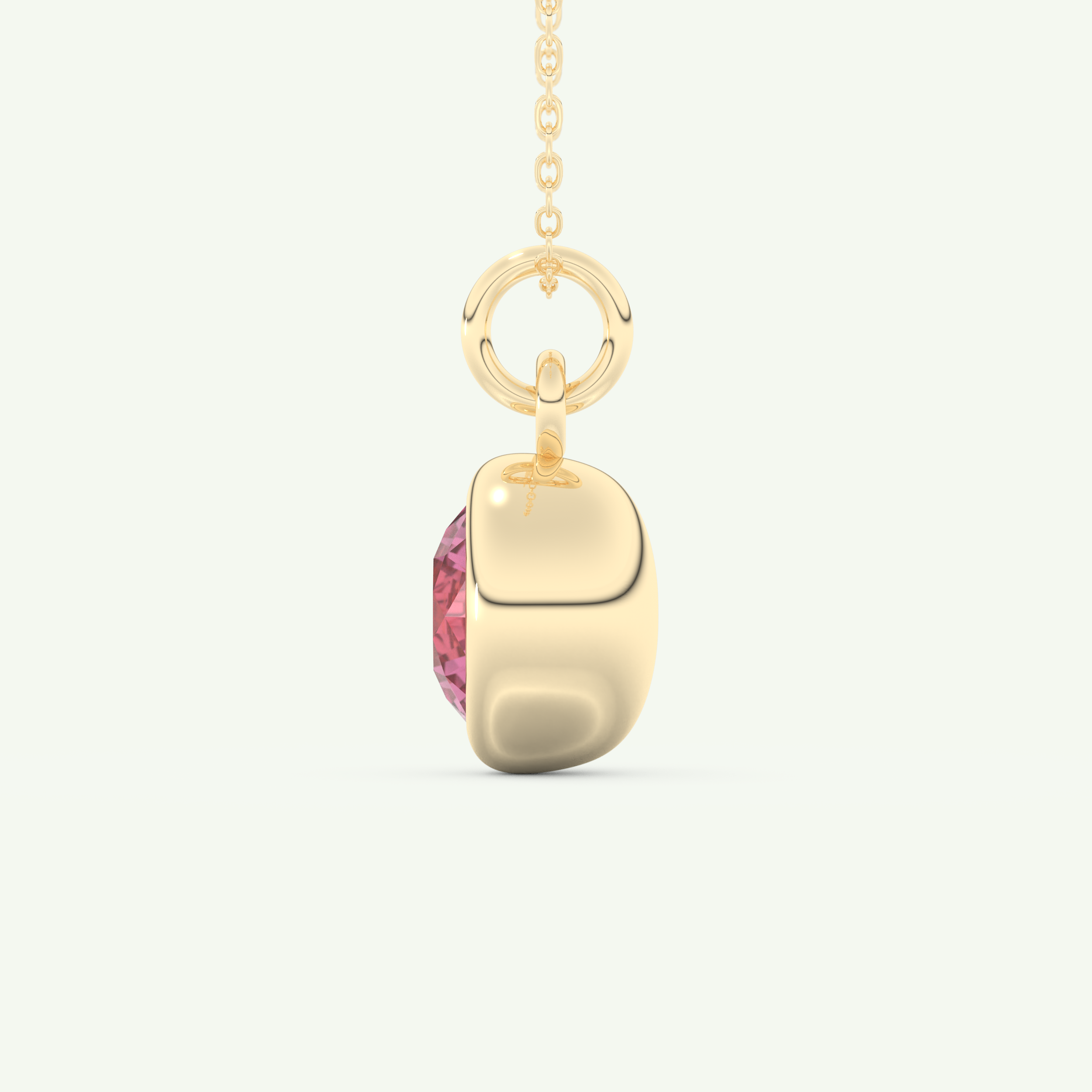 0.81 CT Round October-Tourmaline Bezel & Solitaire Birthstone Necklace 3