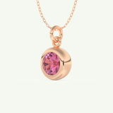 0.81 CT Round October-Tourmaline Bezel & Solitaire Birthstone Necklace 7