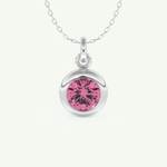 0.81 CT Round October-Tourmaline Bezel & Solitaire Birthstone Necklace 11