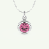 0.81 CT Round October-Tourmaline Bezel & Solitaire Birthstone Necklace 11