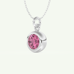 0.81 CT Round October-Tourmaline Bezel & Solitaire Birthstone Necklace 12