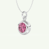 0.81 CT Round October-Tourmaline Bezel & Solitaire Birthstone Necklace 12