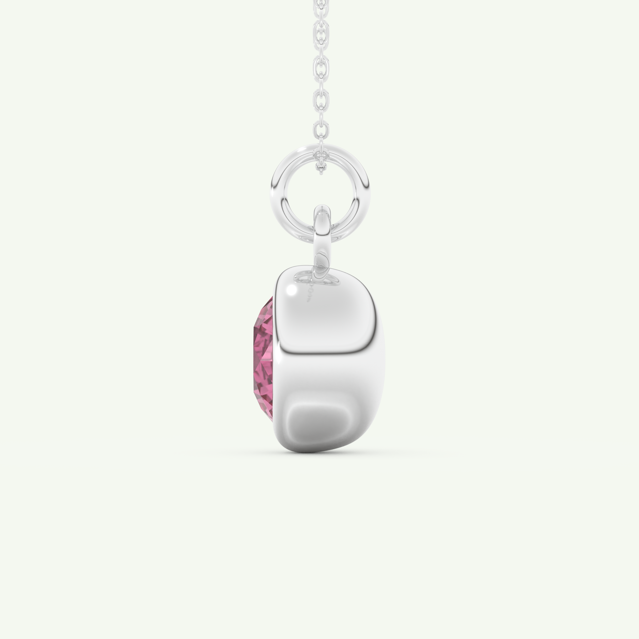 0.81 CT Round October-Tourmaline Bezel & Solitaire Birthstone Necklace 13