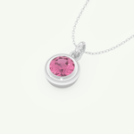0.81 CT Round October-Tourmaline Bezel & Solitaire Birthstone Necklace 15