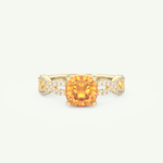1.78 CT Cushion Cut Pave November-Citrine Birthstone Engagement Ring 1