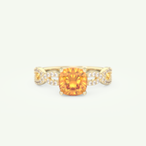 1.78 CT Cushion Cut Pave November-Citrine Birthstone Engagement Ring 1