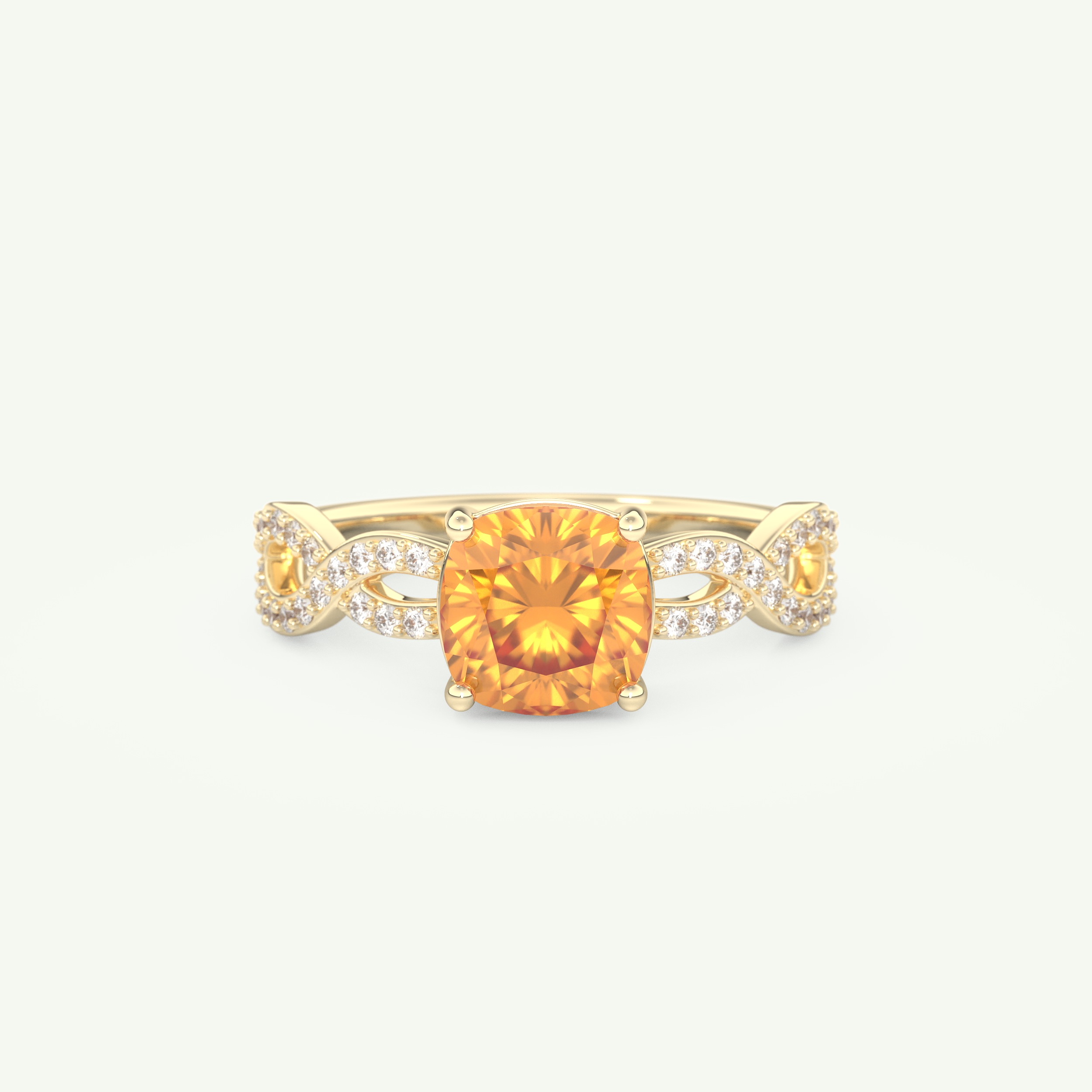 1.78 CT Cushion Cut Pave November-Citrine Birthstone Engagement Ring 1