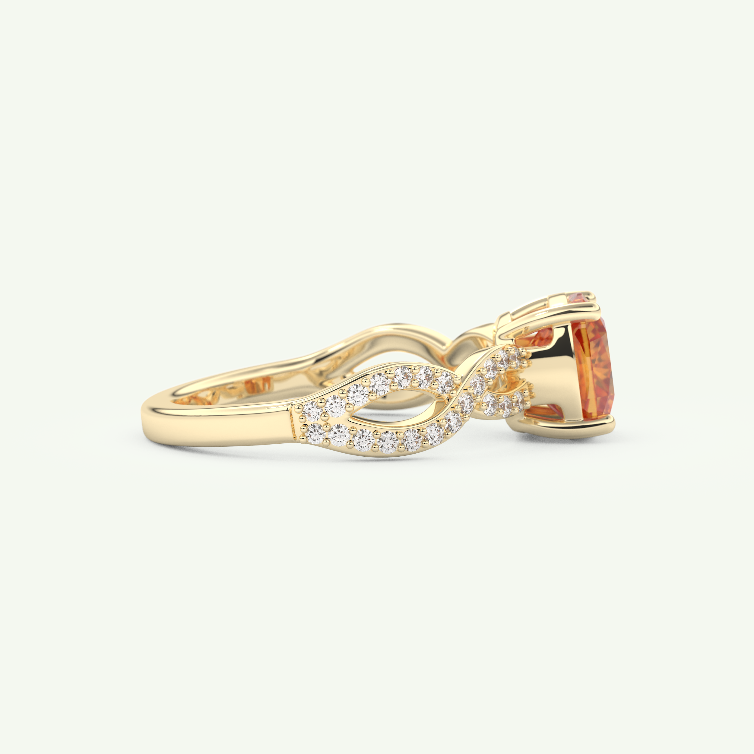 1.78 CT Cushion Cut Pave November-Citrine Birthstone Engagement Ring 2
