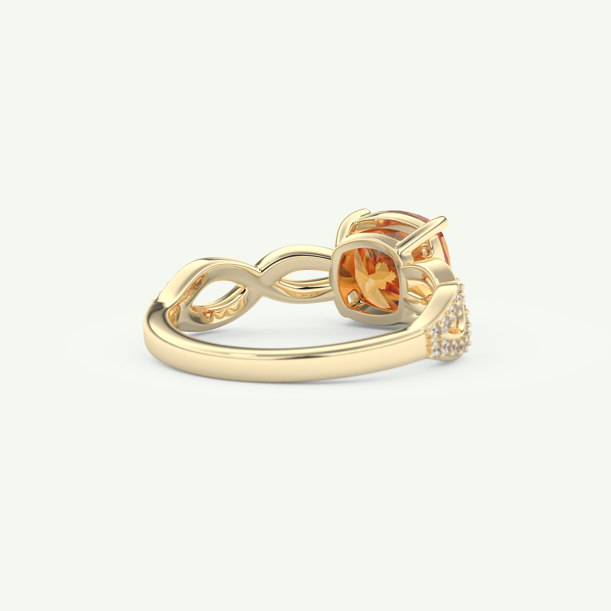 1.78 CT Cushion Cut Pave November-Citrine Birthstone Engagement Ring 3