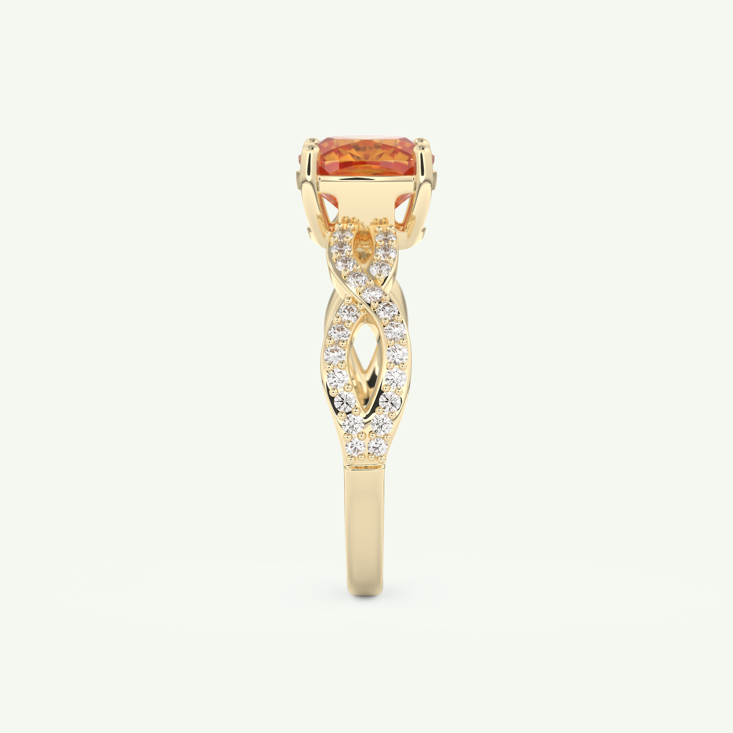 1.78 CT Cushion Cut Pave November-Citrine Birthstone Engagement Ring 6