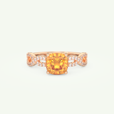 1.78 CT Cushion Cut Pave November-Citrine Birthstone Engagement Ring 7