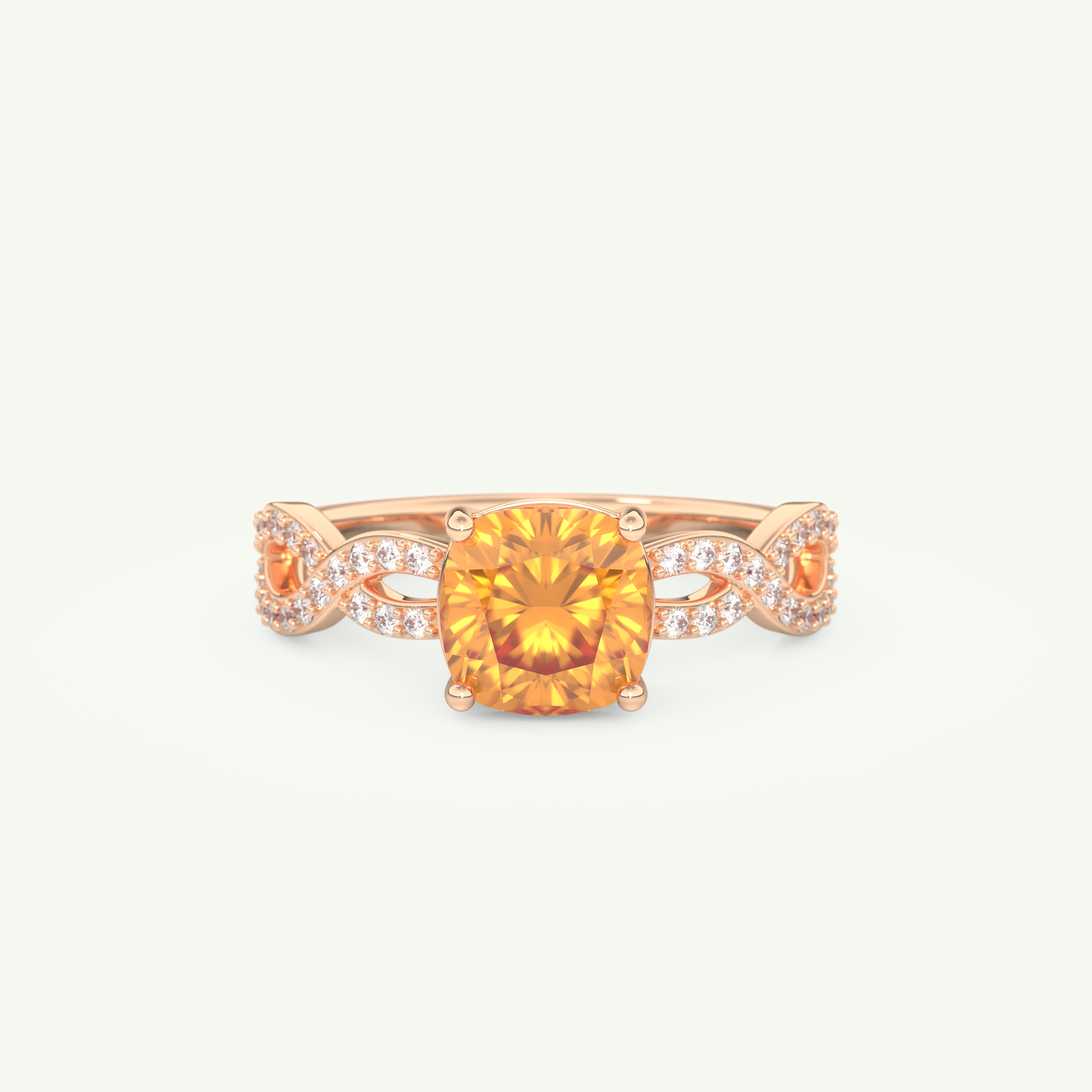 1.78 CT Cushion Cut Pave November-Citrine Birthstone Engagement Ring 7