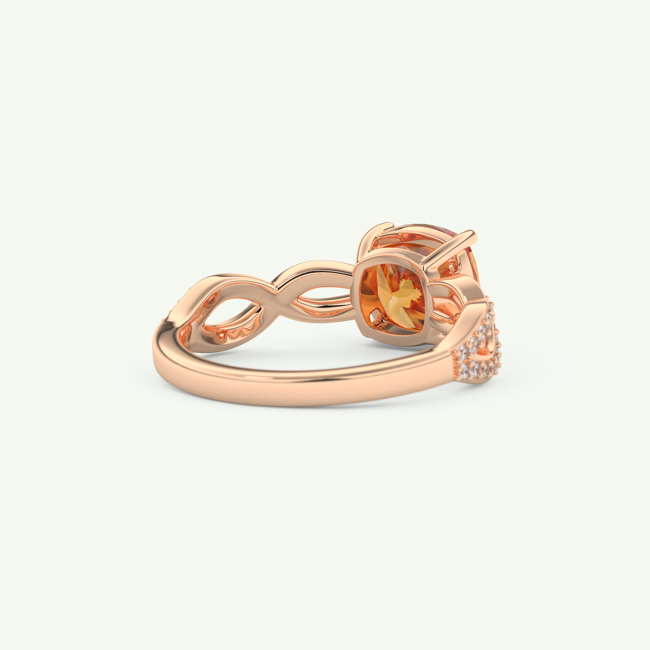 1.78 CT Cushion Cut Pave November-Citrine Birthstone Engagement Ring 9